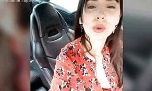 french milf show her bra and pussy inside car