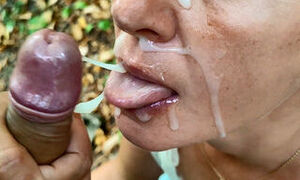 Unfaithful Married Wife Hungry Blowjob in Forest  with Hubbys Best Friend