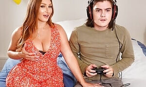 Busty stepmom Skylar Snow fucks angry gamer with her tight wet pussy