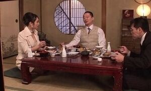 Family dinner escalated! Asian leave behind their manners and penetrate in a 3some!