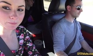 Slutty brunette takes cumshots on face and tits after sex with James Deen