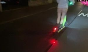 Classy Filth riding an electric scooter in the streets of the UK with her pants down!!