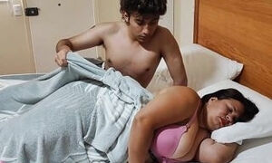 Stepson Fuck Stepmom Without Condom in travel - sharing bed