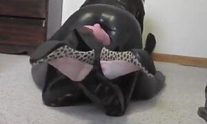 Leather catsuit headscissor