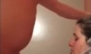 Milf jerks off big dick on her tits with cumshot