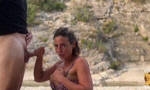 Sexy french lady enjoys their outdoor pounding on a small river shore