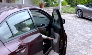 Sexy redhead vixen gives me a blowjob in a car cabin and then asks me to go into our bedroom and have a quick fuck