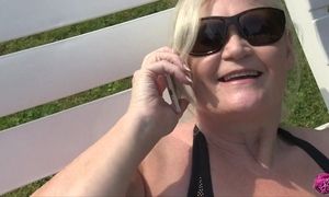 Outdoor interracial sex with granny Lacey Starr