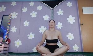 Cute MILF does Yoga and shows big boobs