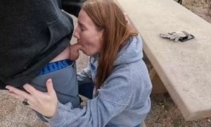 Blowjob in a public campground after a hike