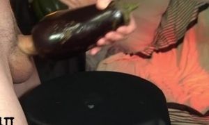 Daddy Fucks & Cums Hard inside an Eggplant