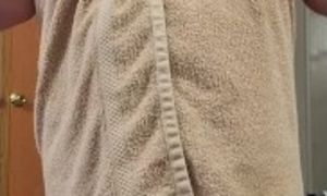 Mom Teasing Bath Towel Strip Tits Boobs Pussy Ass Wet