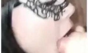 Mya gives sloppy blowjob with close up facial