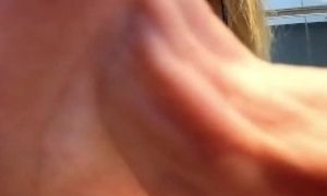 Affectionate girl, blue dildo spinning in her ass, pink nipples you want to eat