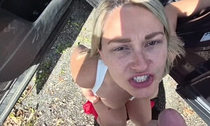 My wife goes hungry during our ride and I have to stuff her in a doggy style position